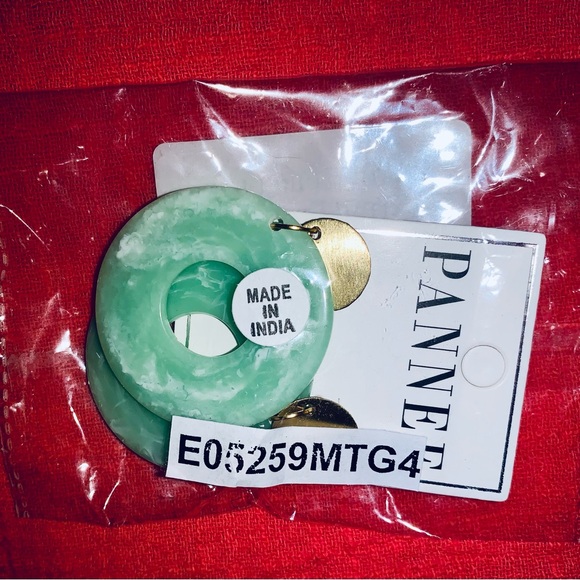 NIB PANNEE JADED CIRCULAR STATEMENT EARRINGS 🟢🟢, OS, BNIB - Picture 4 of 6